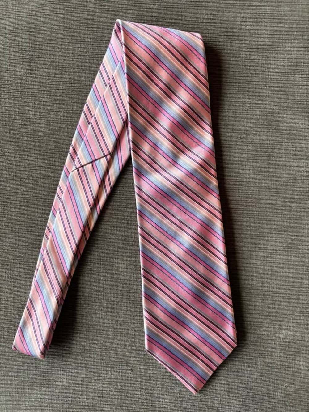 City of London Silk Tie Pastel Pink Blue Stripe Multicolor Polka Dot Lining